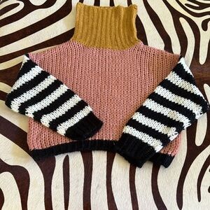 FAVLUX Turtleneck color block sweater. Medium. NWOT.